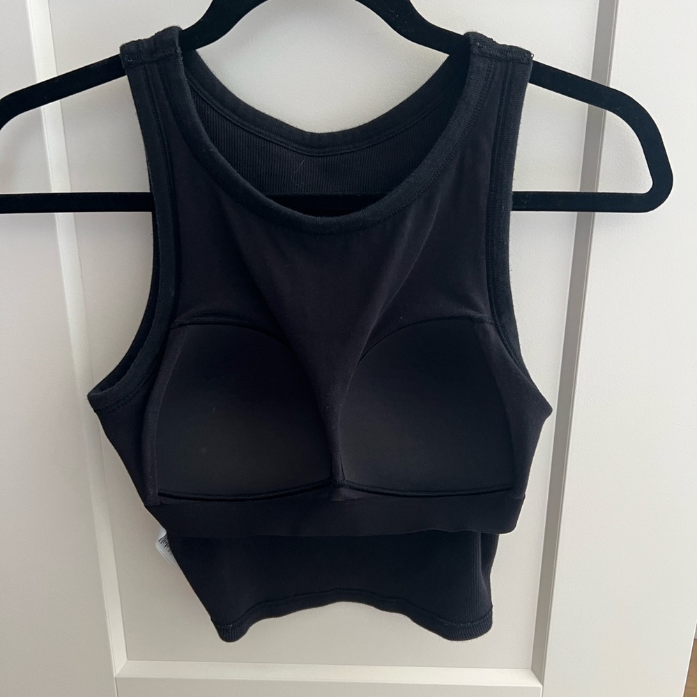 Uniqlo Black Ribbed Padded Built in Bra Knit Top size S